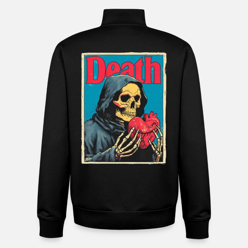 Death with Heart Skeleton - Unisex Organic Zip Sweatshirt by Stanley/Stella - black