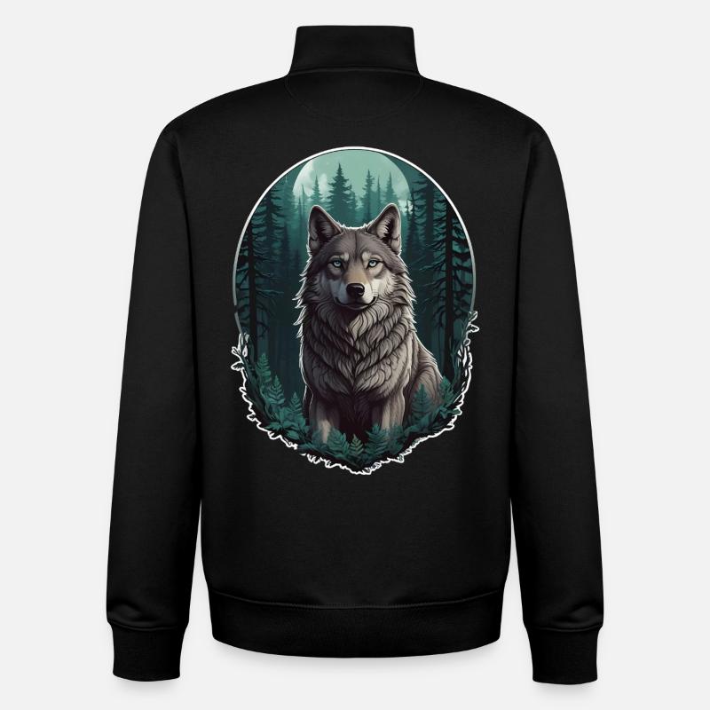 Wolf im Mondlicht - Unisex Organic Zip Sweatshirt von Stanley/Stella - Schwarz