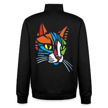 Chat Mosaïque tribal - Sweat zippé unisexe en coton bio Stanley/Stella - noir - Dos - AI Model Male 185 light (185cm)