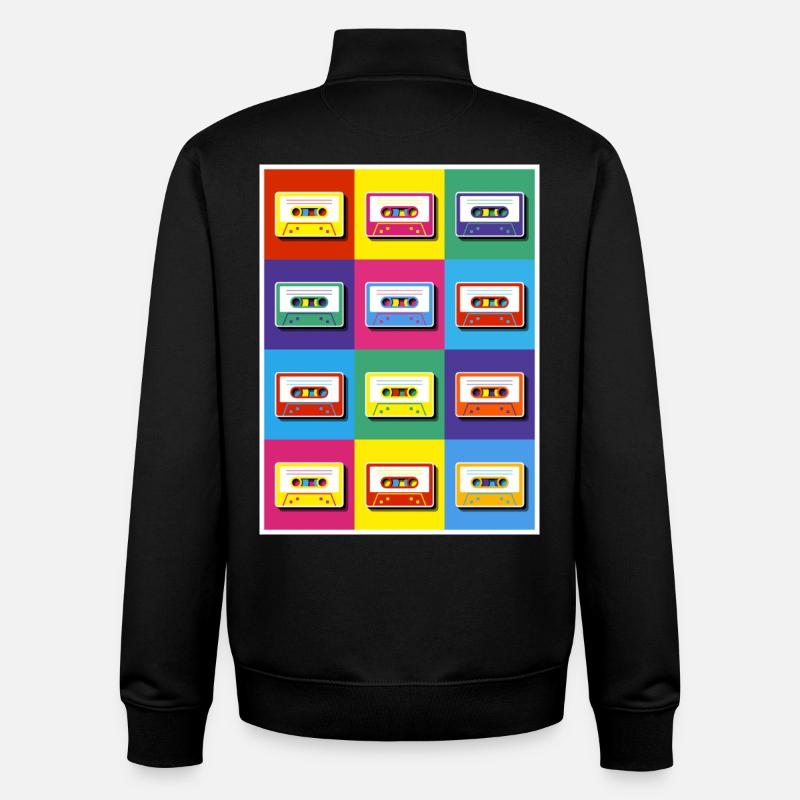 Pop Art Cassette Tapes - Unisex Organic Zip Sweatshirt by Stanley/Stella - black