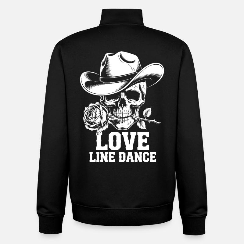 Line Dance Skull Rose - Unisex Organic Zip Sweatshirt by Stanley/Stella - black