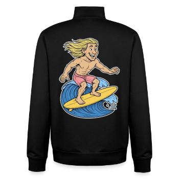 Blonde Surferin auf Welle - Unisex Organic Zip Sweatshirt von Stanley/Stella - Schwarz - Hinten - AI Model Male 185 light (185cm)
