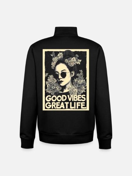Vibes great Life tattoo - Unisex Organic Zip Sweatshirt by Stanley/Stella - black
