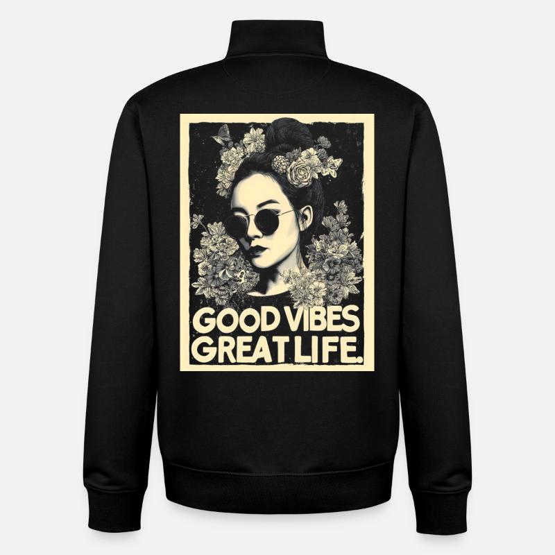 Vibes great Life tattoo - Unisex Organic Zip Sweatshirt by Stanley/Stella - black