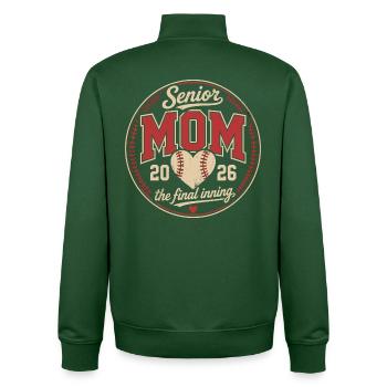 Senior Mom 2026 Baseball Graduation Design - Unisex Organic Zip Sweatshirt by Stanley/Stella - bottle green - Back - AI Model Male 185 dark (185cm)