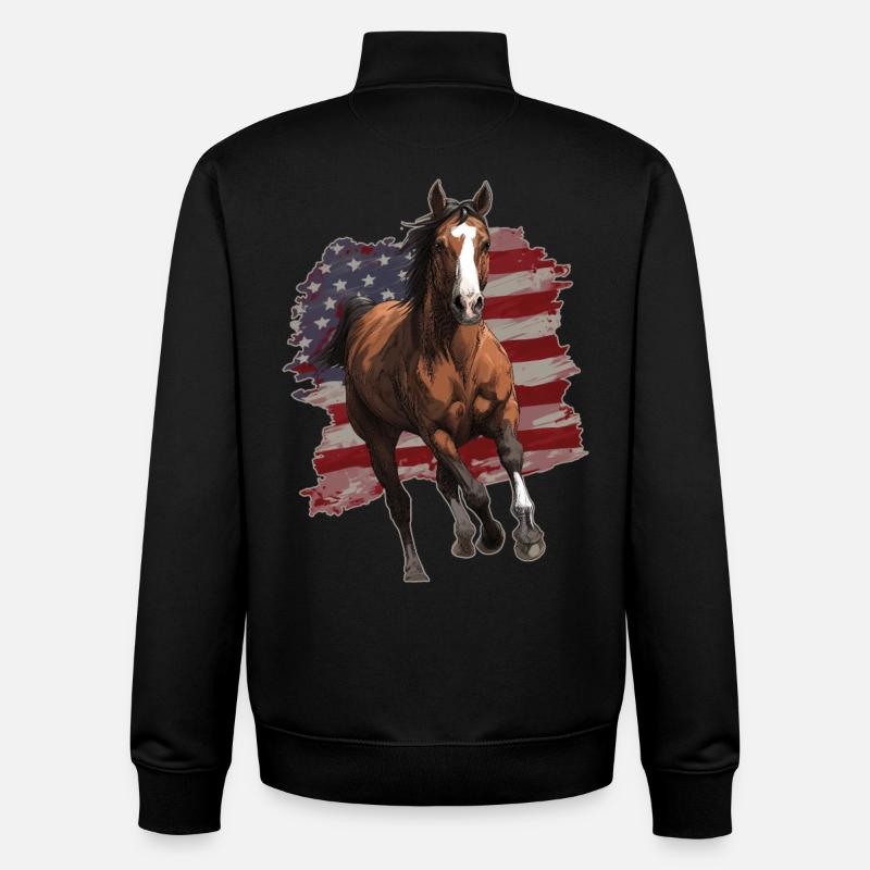 Pferd USA Flagge - Unisex Organic Zip Sweatshirt von Stanley/Stella - Schwarz