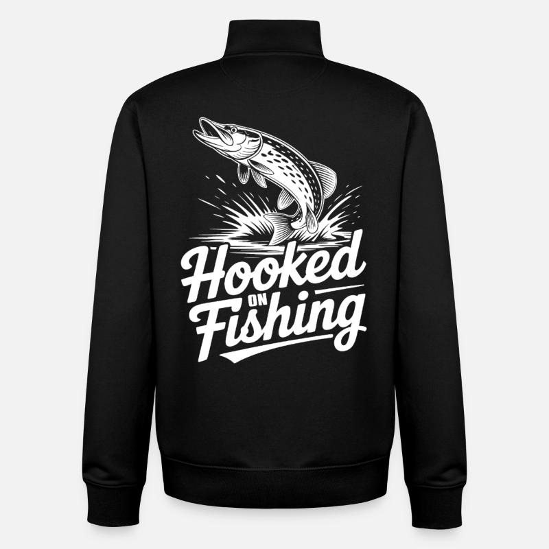 Accro à la pêche - Sweat zippé unisexe en coton bio Stanley/Stella - noir