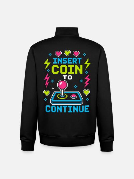 Insert Coin To Continue Retro Gaming - Unisex Organic Zip Sweatshirt by Stanley/Stella - black