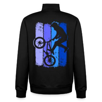 Bmx Retro | Bmx Fahrrad Fahrer Blau | Bmx Bike - Unisex Organic Zip Sweatshirt von Stanley/Stella - Schwarz - Hinten - AI Model Male 185 light (185cm)