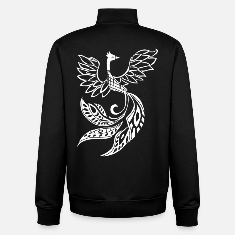 Oiseau phénix blanc - Sweat zippé unisexe en coton bio Stanley/Stella - noir