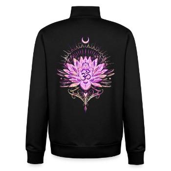 Lotus Lotus Flower Om Symbol - Unisex Organic Zip Sweatshirt by Stanley/Stella - black - Back - AI Model Male 185 light (185cm)