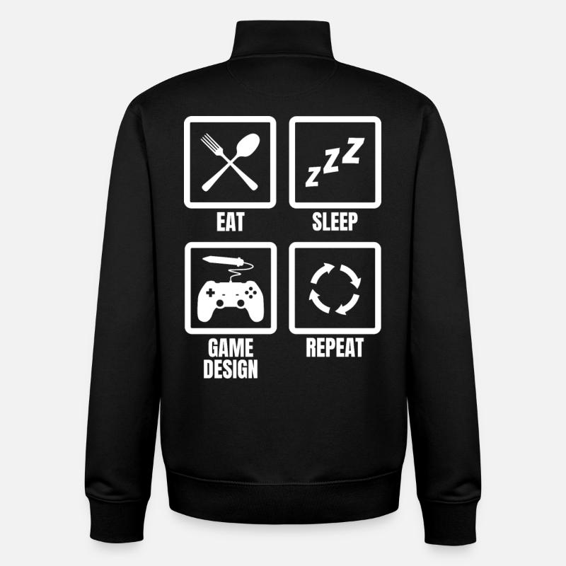 Eat Sleep Game Design Repeat - Unisex Organic Zip Sweatshirt by Stanley/Stella - black