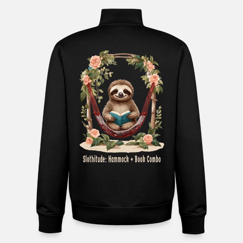 Süßes Faultier mit Buch - Unisex Organic Zip Sweatshirt von Stanley/Stella - Schwarz
