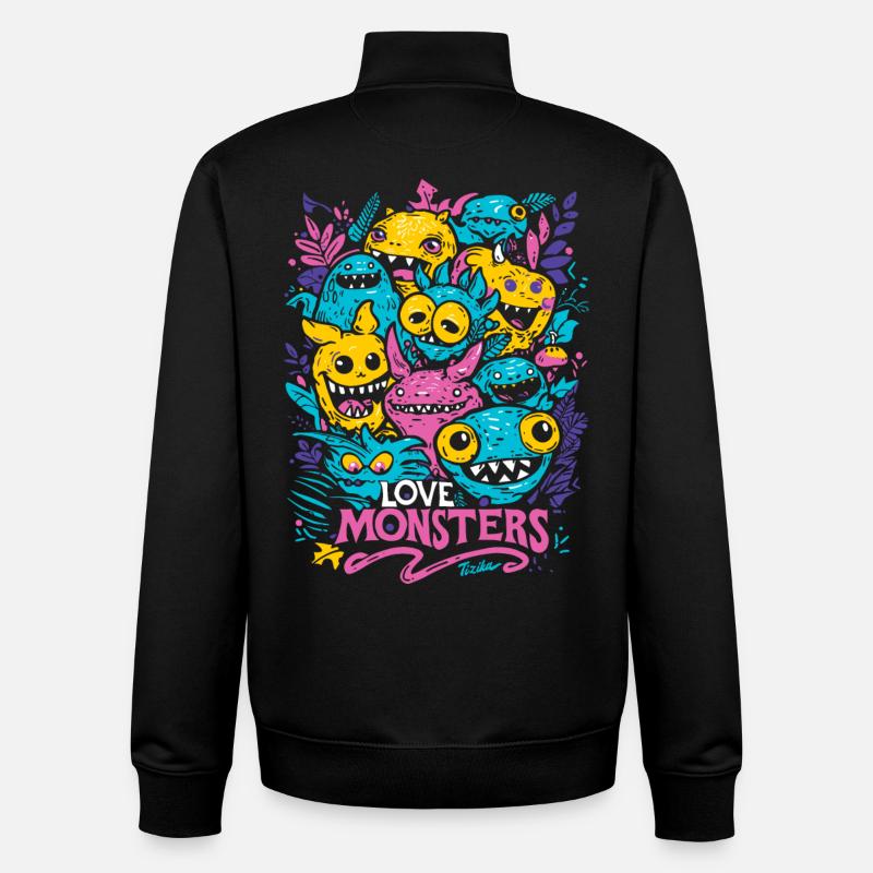 Love Monsters - Sweat zippé unisexe en coton bio Stanley/Stella - noir