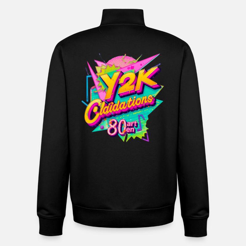 Conception de célébration rétro Y2K - Sweat zippé unisexe en coton bio Stanley/Stella - noir