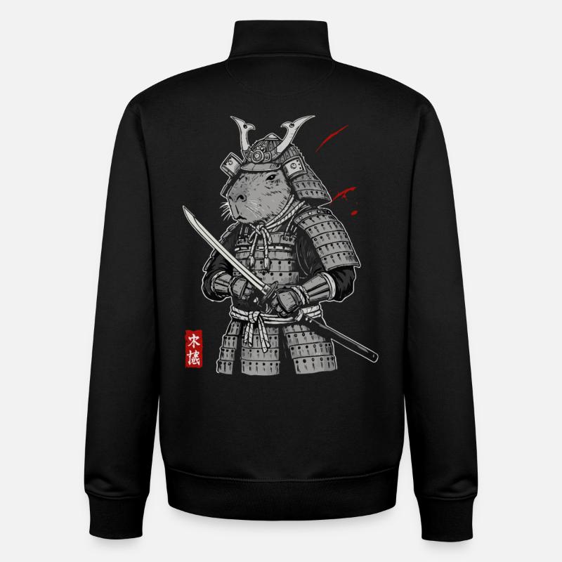 Otaku Katze Samurai - Unisex Organic Zip Sweatshirt von Stanley/Stella - Schwarz