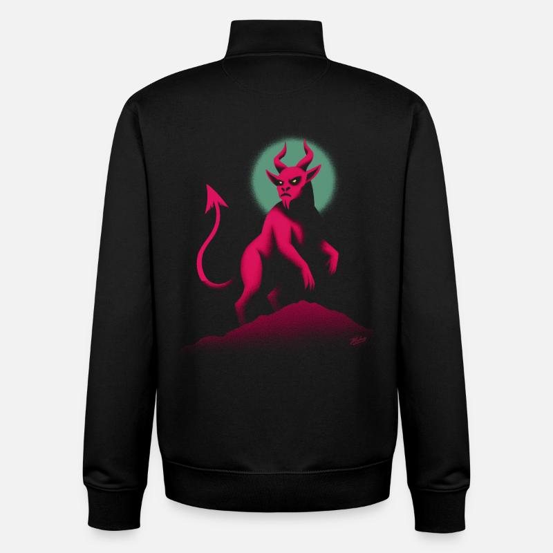 Retro Dämon auf Lavafelsen - Unisex Organic Zip Sweatshirt von Stanley/Stella - Schwarz