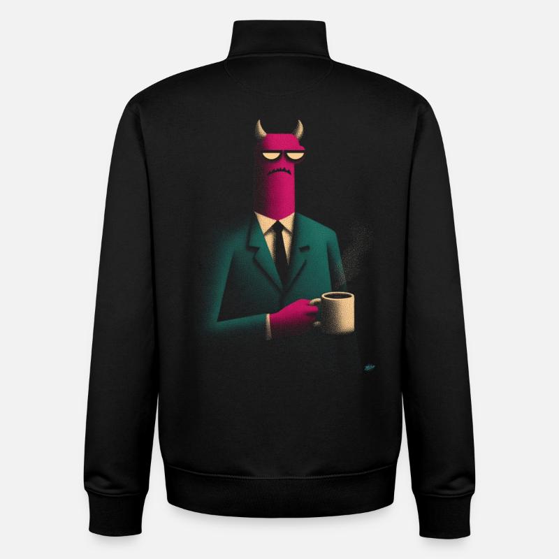 Dämon im Anzug mit Kaffee - Unisex Organic Zip Sweatshirt von Stanley/Stella - Schwarz