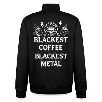 Schwarzer Kaffee Metal Fan - Unisex Organic Zip Sweatshirt von Stanley/Stella - Schwarz - Hinten - AI Model Male 185 light (185cm)