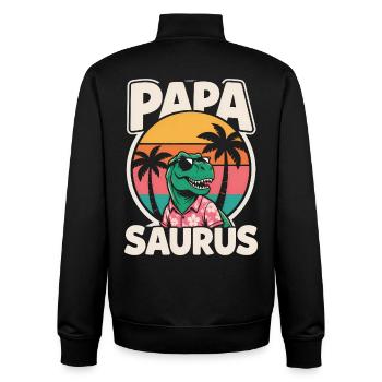 Papa Saurus Rex Dinosaurier Vatertag Geschenk - Unisex Organic Zip Sweatshirt von Stanley/Stella - Schwarz - Hinten - AI Model Male 185 light (185cm)