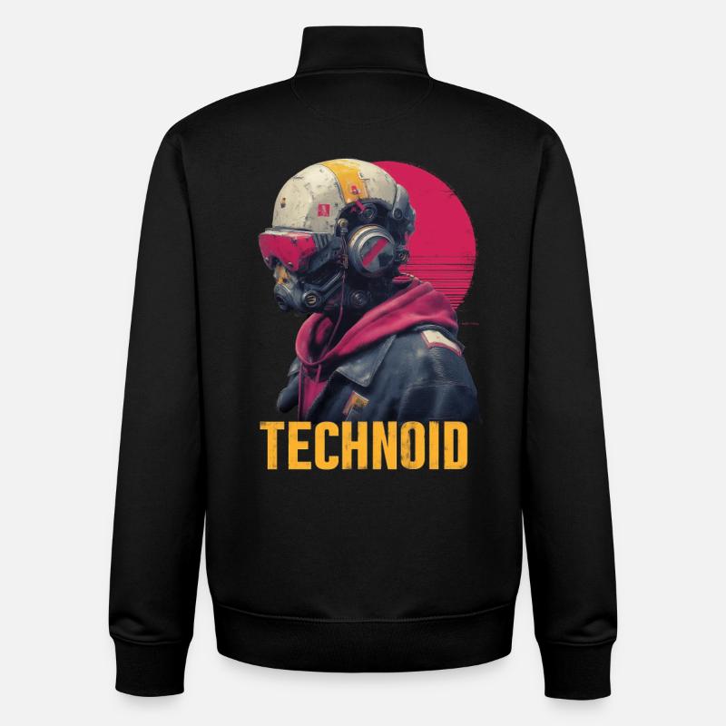 Casque Néon Technoïde - Sweat zippé unisexe en coton bio Stanley/Stella - noir