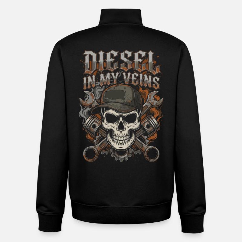 Mécanicien diesel, chauffeur de camion, routier. - Sweat zippé unisexe en coton bio Stanley/Stella - noir