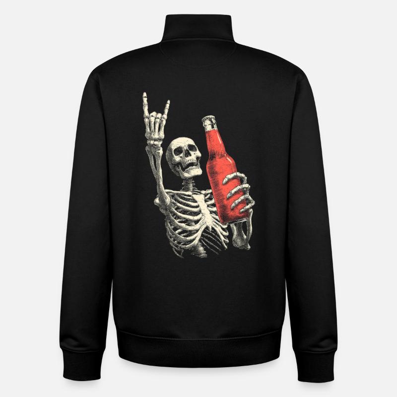 Skeleton with Bottle Party - Unisex Organic Zip Sweatshirt by Stanley/Stella - black