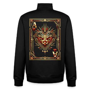Cadeau de costumes de carnaval pour le jeu de cartes As de Cœur - Sweat zippé unisexe en coton bio Stanley/Stella - noir - Dos - AI Model Male 185 light (185cm)