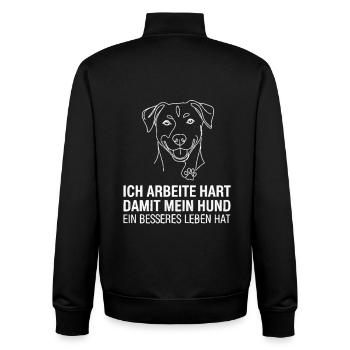 Je travaille dur pour mon chien - Sweat zippé unisexe en coton bio Stanley/Stella - noir - Dos - AI Model Male 185 light (185cm)
