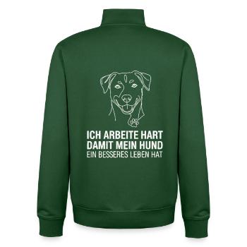 I work hard for my dog - Unisex Organic Zip Sweatshirt by Stanley/Stella - bottle green - Back - AI Model Male 185 dark (185cm)