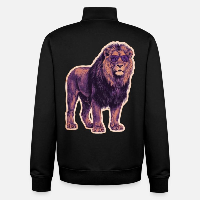 Cooler Löwe mit Sonnenbrille - Unisex Organic Zip Sweatshirt von Stanley/Stella - Schwarz
