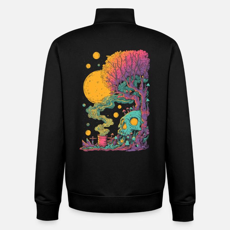 Psychedelischer Baumskull im Kosmos - Unisex Organic Zip Sweatshirt von Stanley/Stella - Schwarz