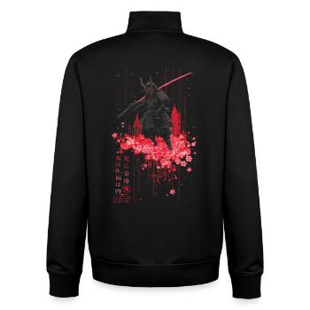 Oni - samurai mit Sakura Kirschblüten - Unisex Organic Zip Sweatshirt von Stanley/Stella - Schwarz - Hinten - AI Model Male 185 light (185cm)