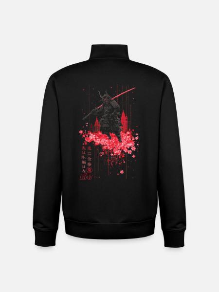 Oni - samurai mit Sakura Kirschblüten - Unisex Organic Zip Sweatshirt von Stanley/Stella - Schwarz