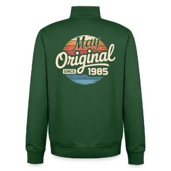 Légendes depuis mai 1985 – Rétro Birthday - Sweat zippé unisexe en coton bio Stanley/Stella - vert bouteille - Dos - AI Model Male 185 dark (185cm)