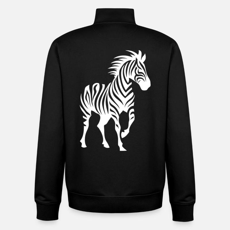 Zebra Silhouette Black & White - Unisex Organic Zip Sweatshirt by Stanley/Stella - black