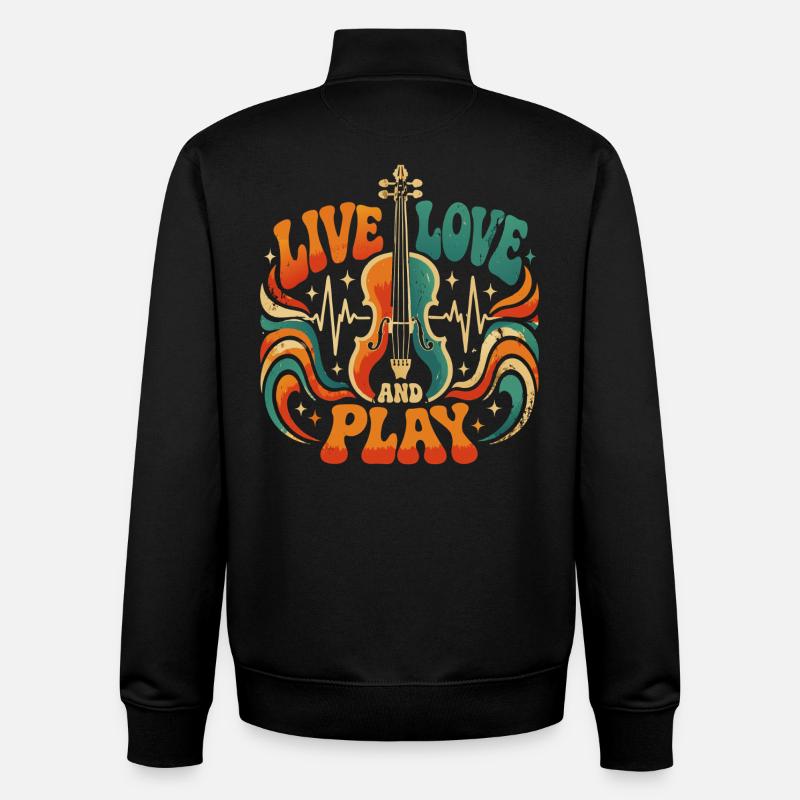Vivre, aimer et jouer du violon - Sweat zippé unisexe en coton bio Stanley/Stella - noir