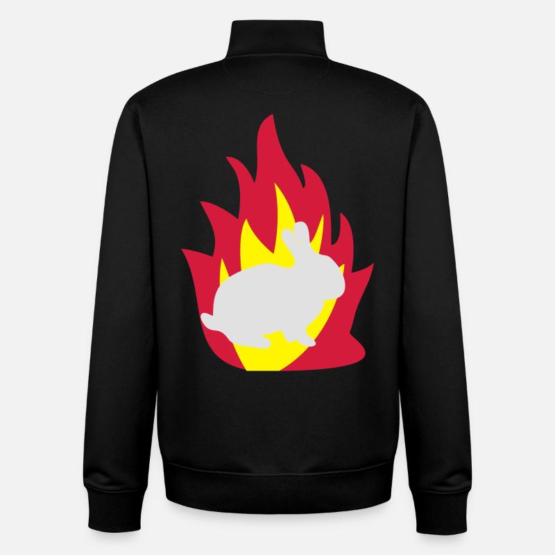 Lapin dans le feu - Sweat zippé unisexe en coton bio Stanley/Stella - noir