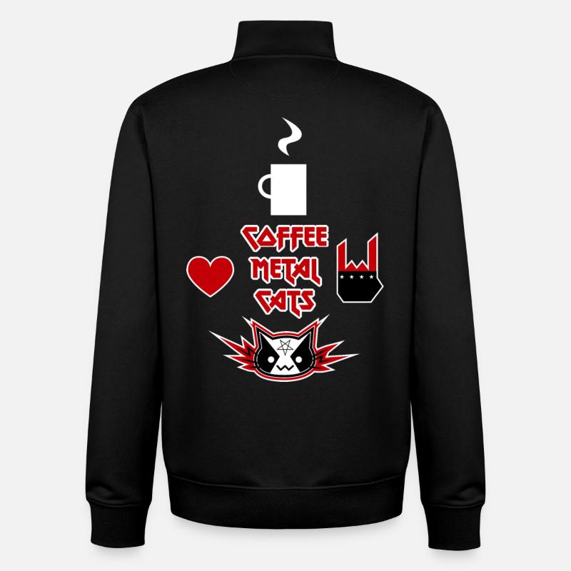 Café, métal, chats - Sweat zippé unisexe en coton bio Stanley/Stella - noir