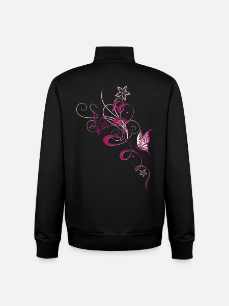Spring flowers butterfly Spring cherry red - Unisex Organic Zip Sweatshirt by Stanley/Stella - black