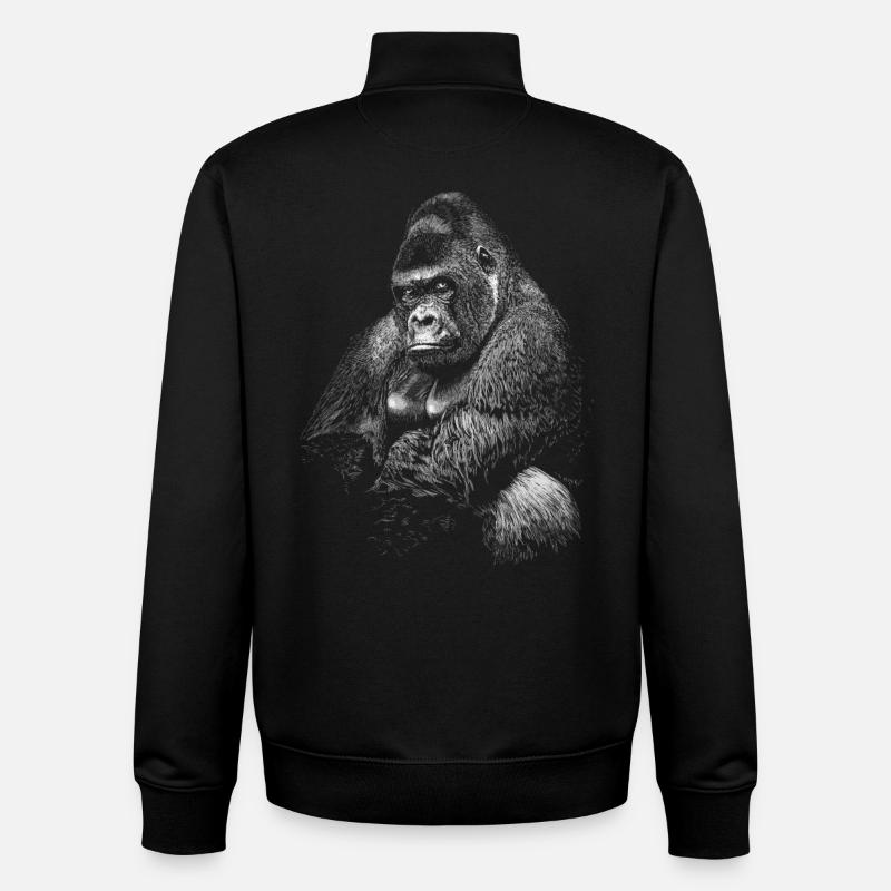 Gorilla - Sweat zippé unisexe en coton bio Stanley/Stella - noir