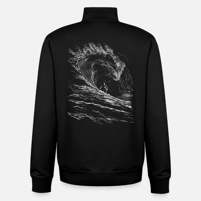 Surfing - Sweat zippé unisexe en coton bio Stanley/Stella - noir