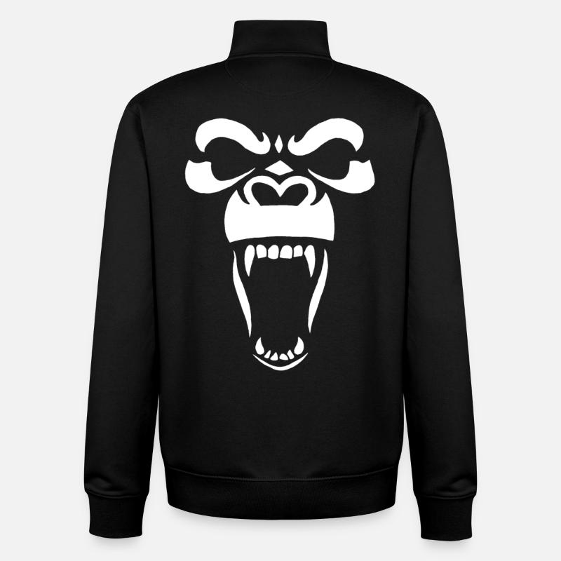 Gorille blanc - Sweat zippé unisexe en coton bio Stanley/Stella - noir