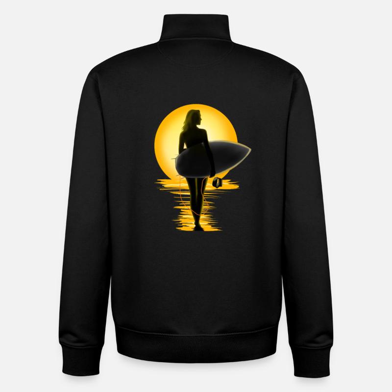 Surfing - Sweat zippé unisexe en coton bio Stanley/Stella - noir