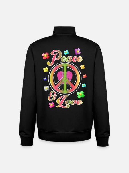 Peace and Love - Unisex Organic Zip Sweatshirt by Stanley/Stella - black
