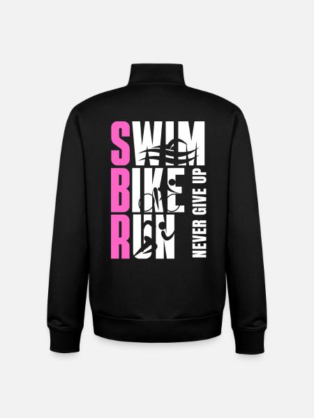 triathlon triathlete never give up rose - Sweat zippé unisexe en coton bio Stanley/Stella - noir