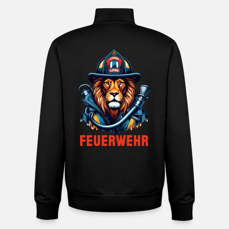 Feuerwehr Löwe Geschenk - Unisex Organic Zip Sweatshirt von Stanley/Stella - Schwarz