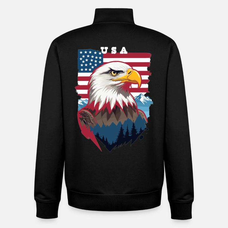 Pygargue à tête blanche - Sweat zippé unisexe en coton bio Stanley/Stella - noir