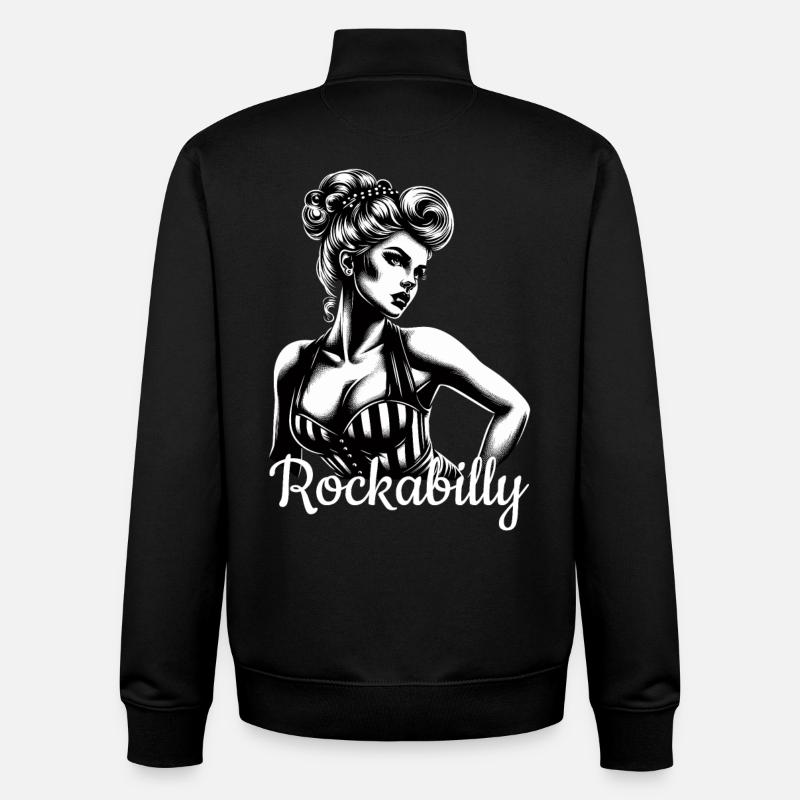 Rockabilly femme cadeau - Sweat zippé unisexe en coton bio Stanley/Stella - noir