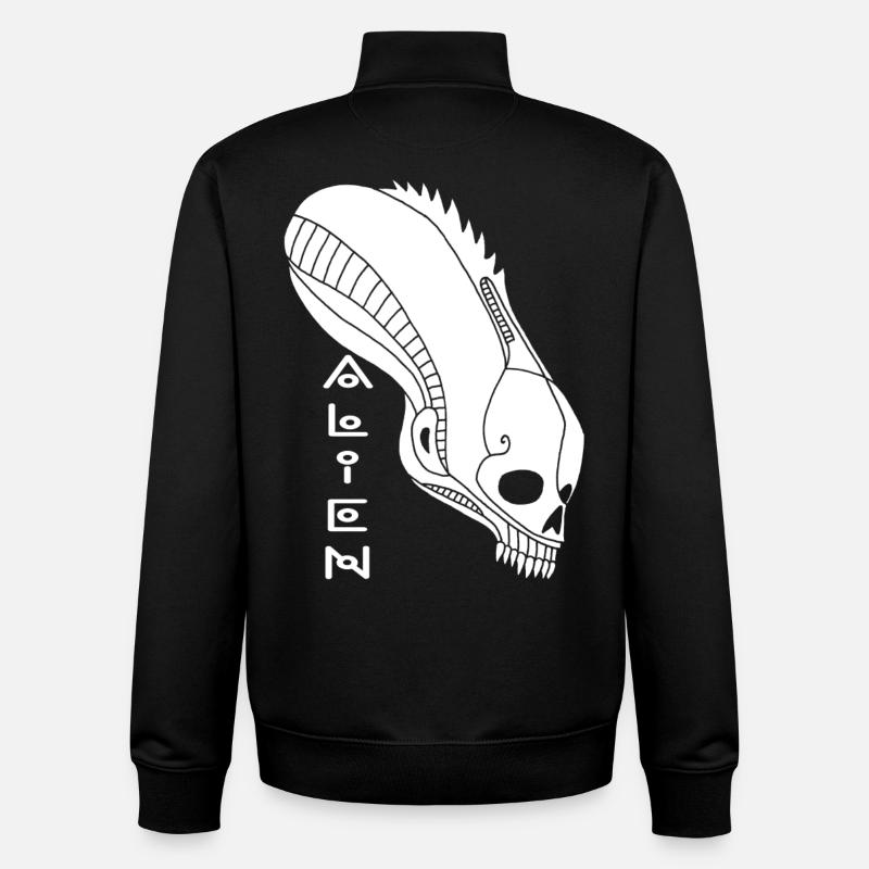 White Alien Skull - Unisex Organic Zip Sweatshirt by Stanley/Stella - black
